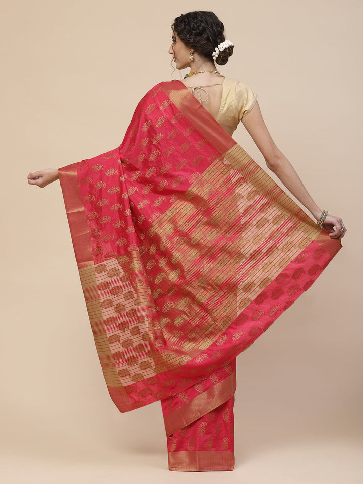 Zari Border Booti Art Handloom Woven Saree