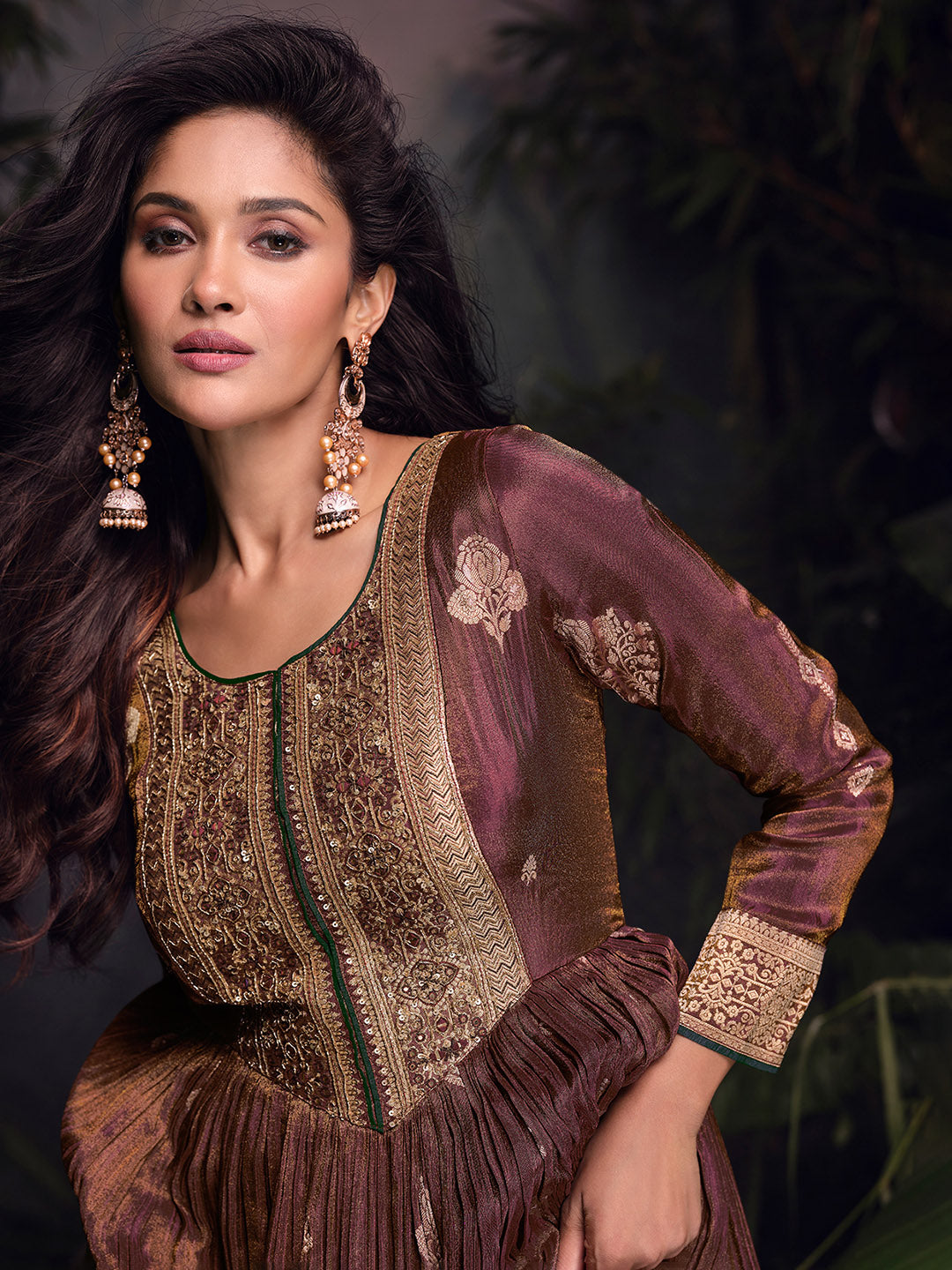 Embroidered Art Silk Suit With Pant &amp; Dupatta