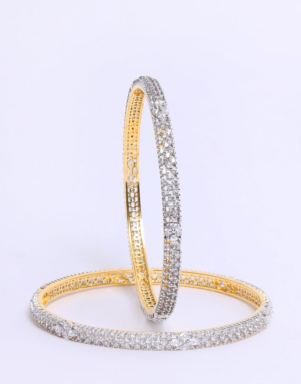 Elegant White Stone with Gold Toned Bangle Set