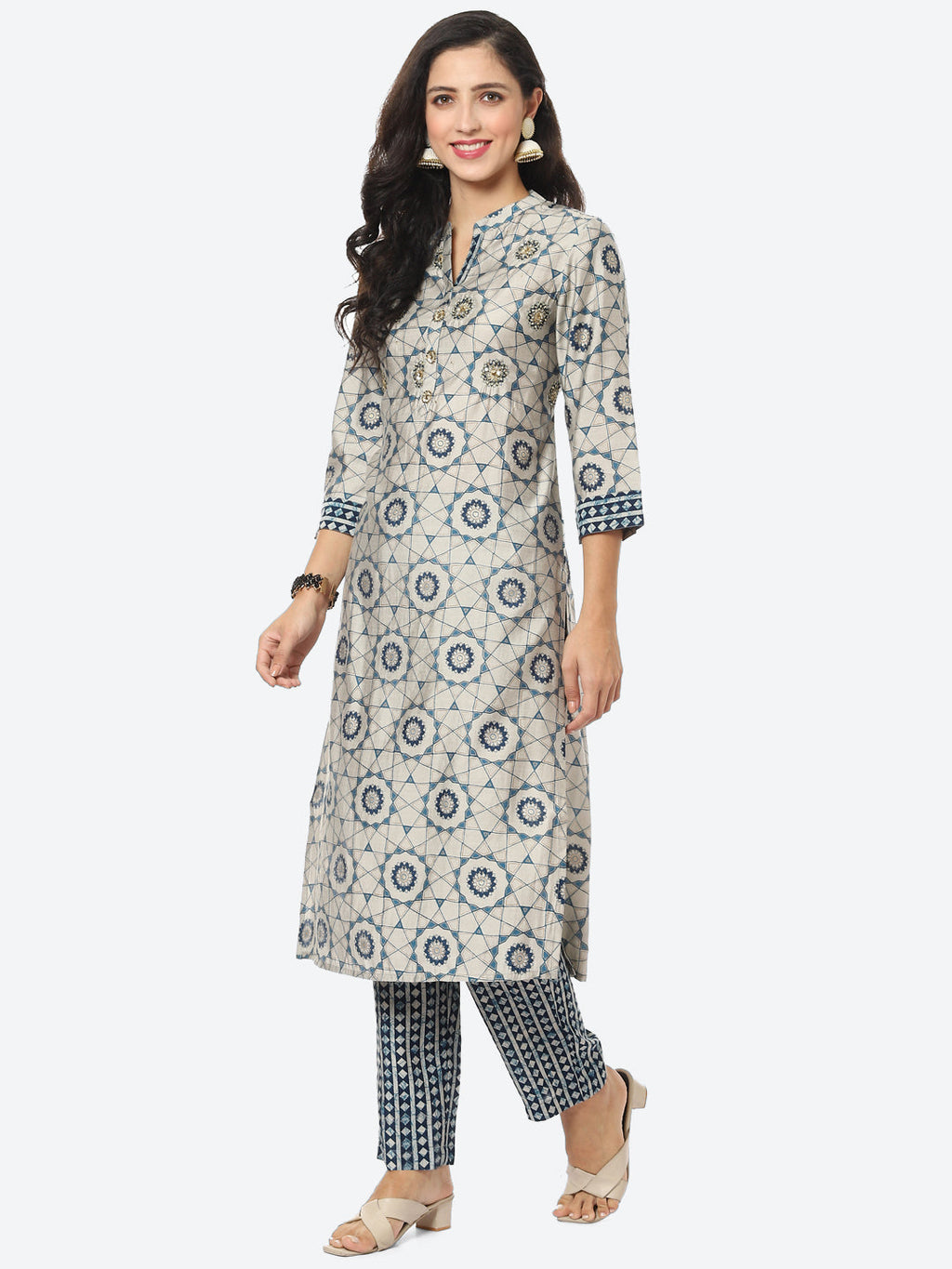 Printed Muslin Kurti With Pant