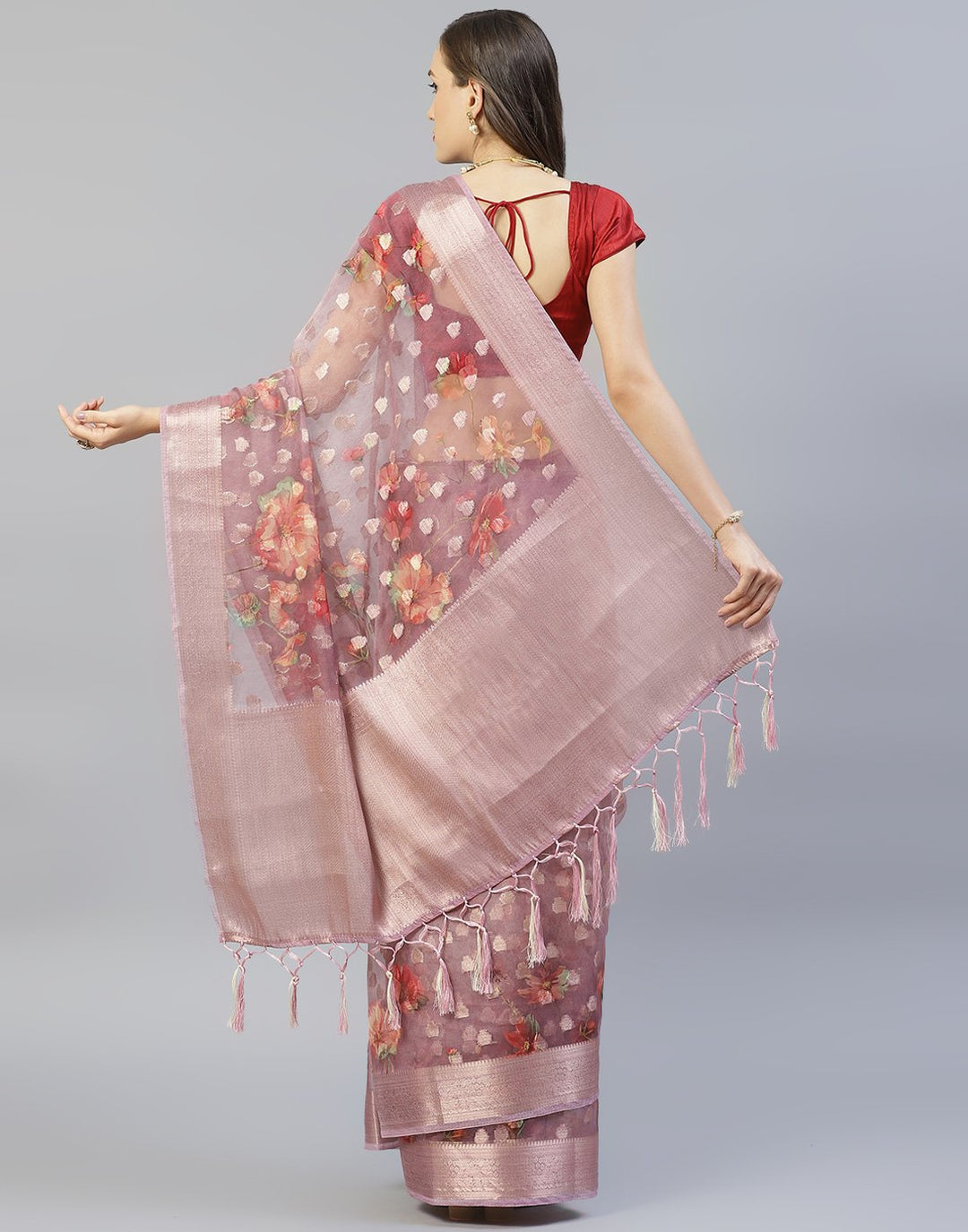 Floral Printed Kora Saree