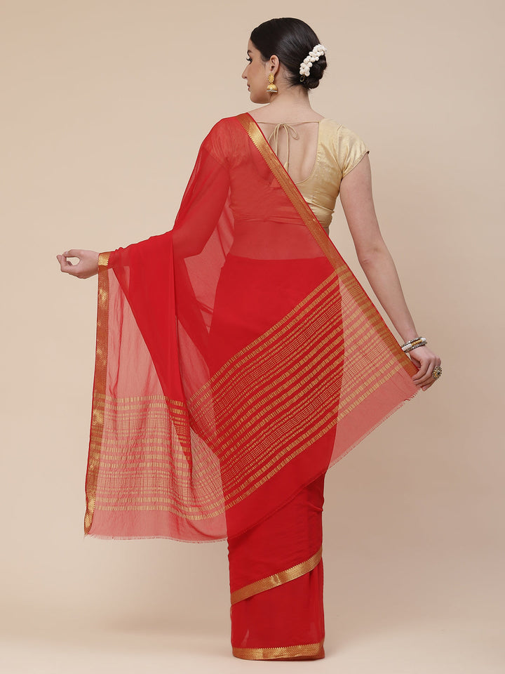 Piped Border Chiffon Plain Saree