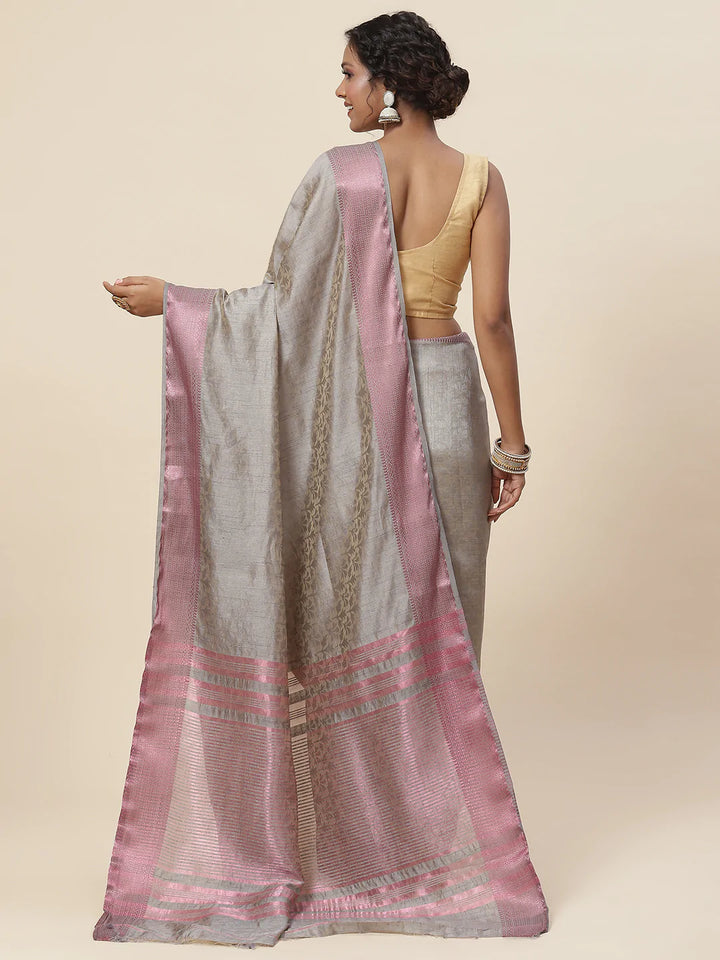 Plain Zari Border Handloom Woven Saree