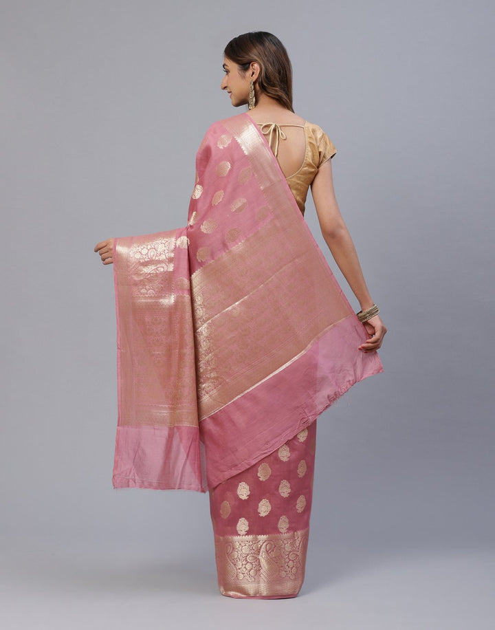 Woven Cotton Saree With Zari Border