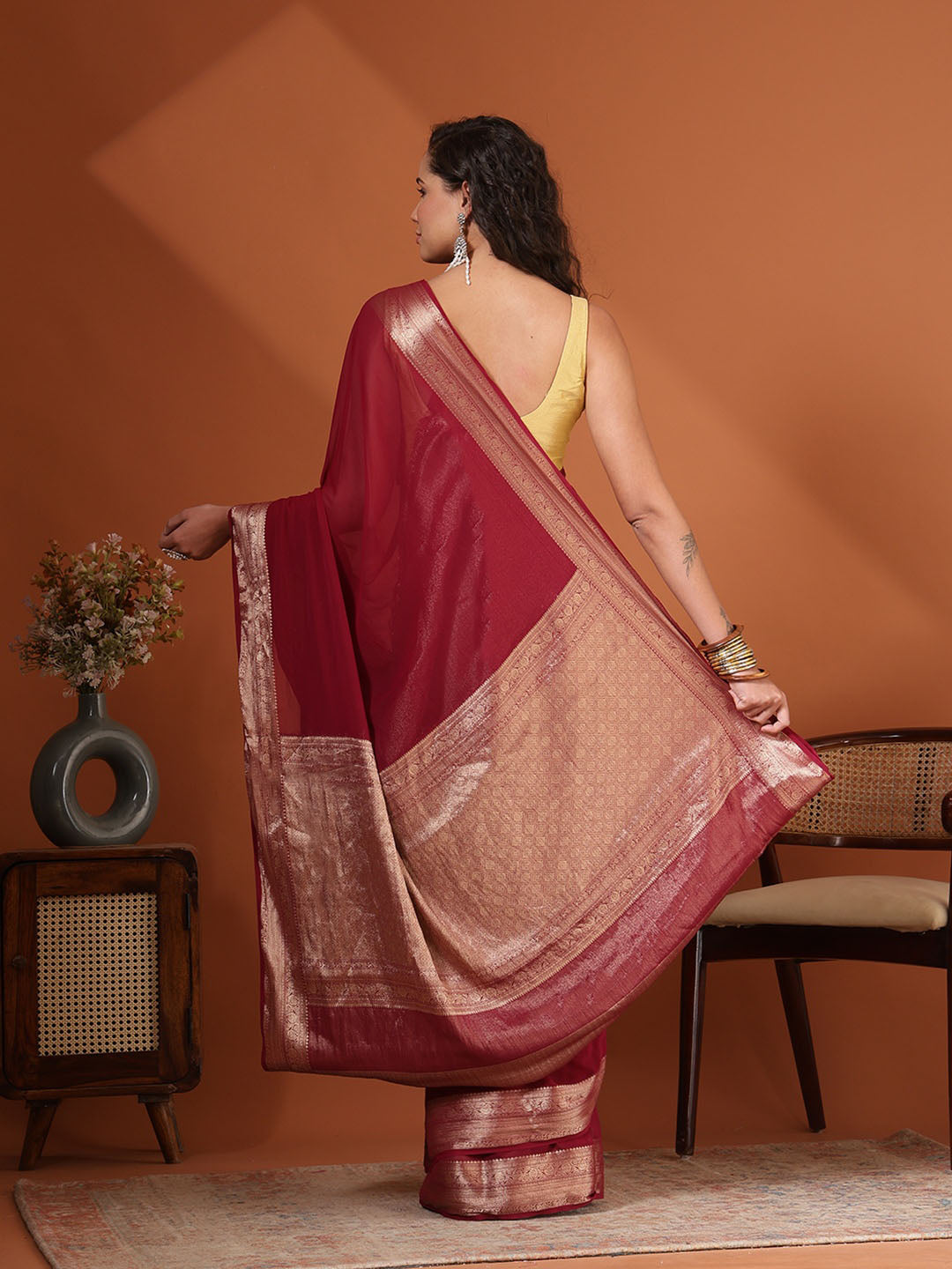 Plain Chiffon Saree