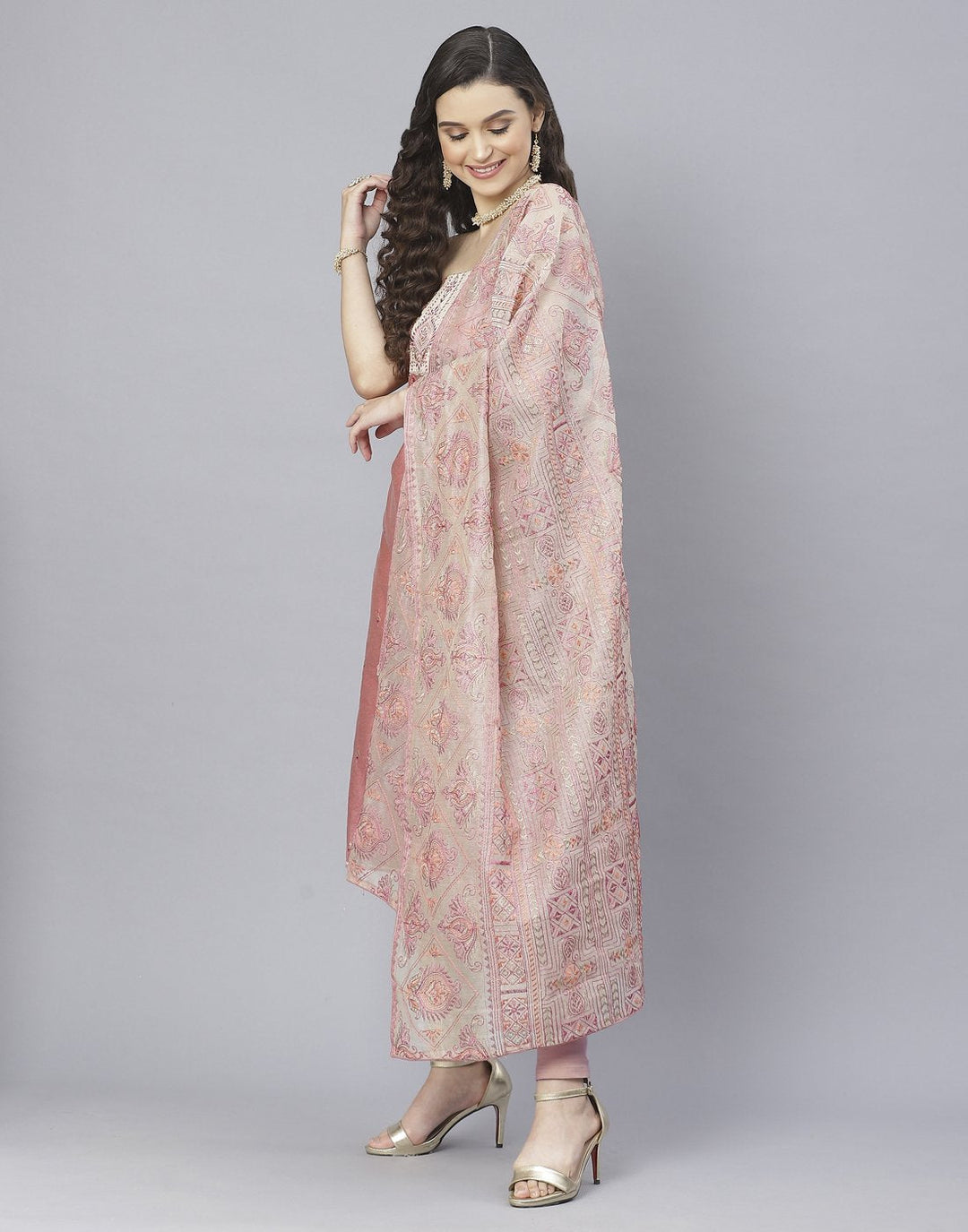 Chanderi Embroidered Suit Set