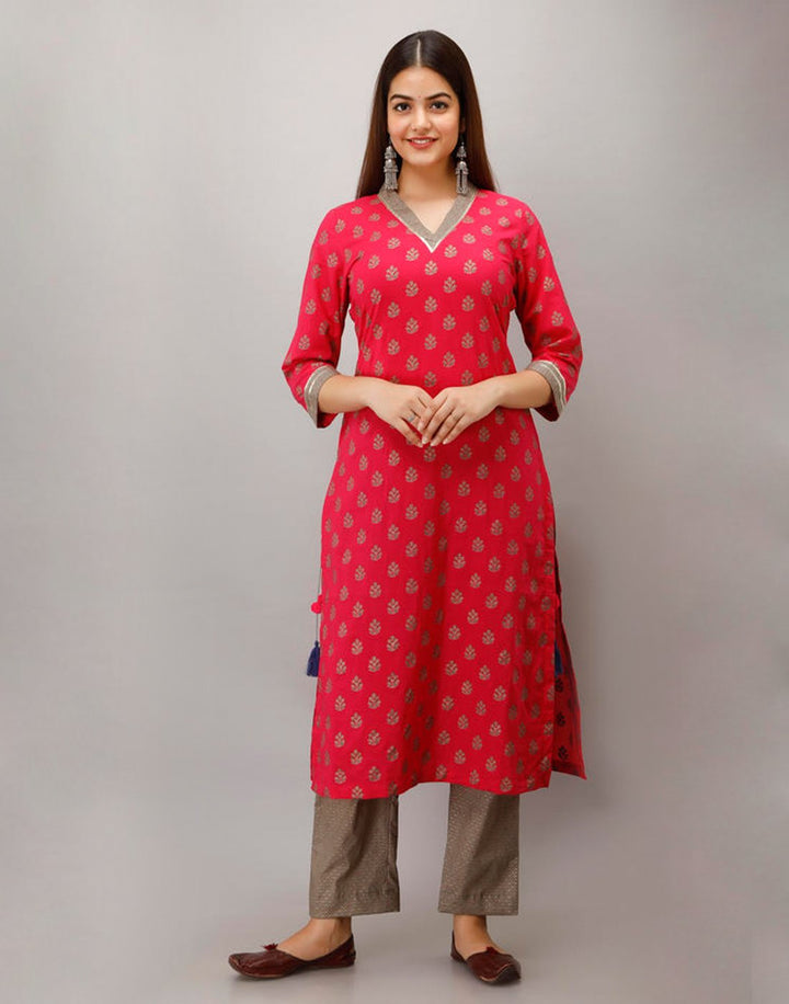 Printed Cotton Kurti With Pant