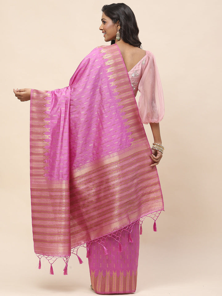 Zari Border Booti Woven Handloom Saree