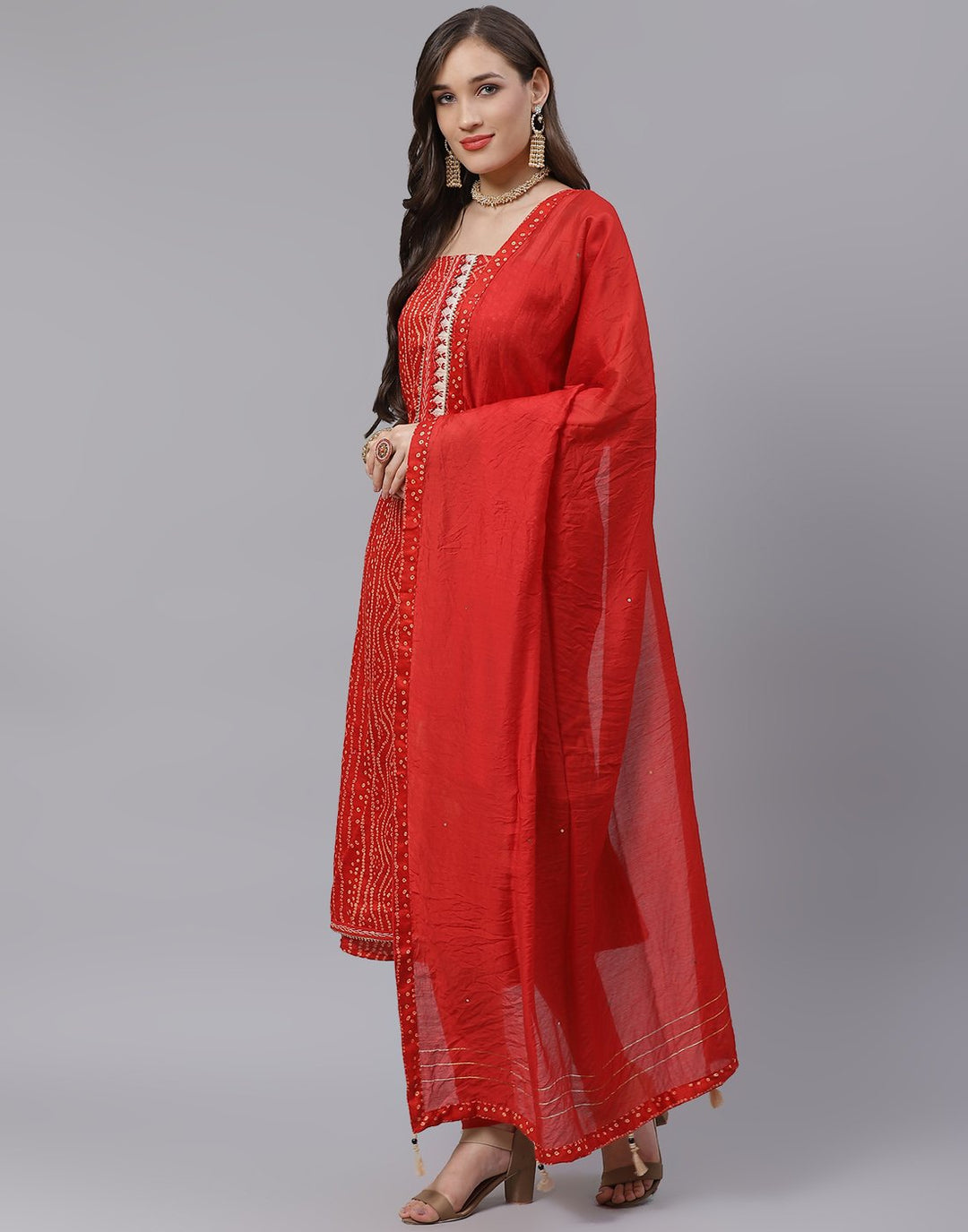 Cotton Bandhej Print Suit Piece