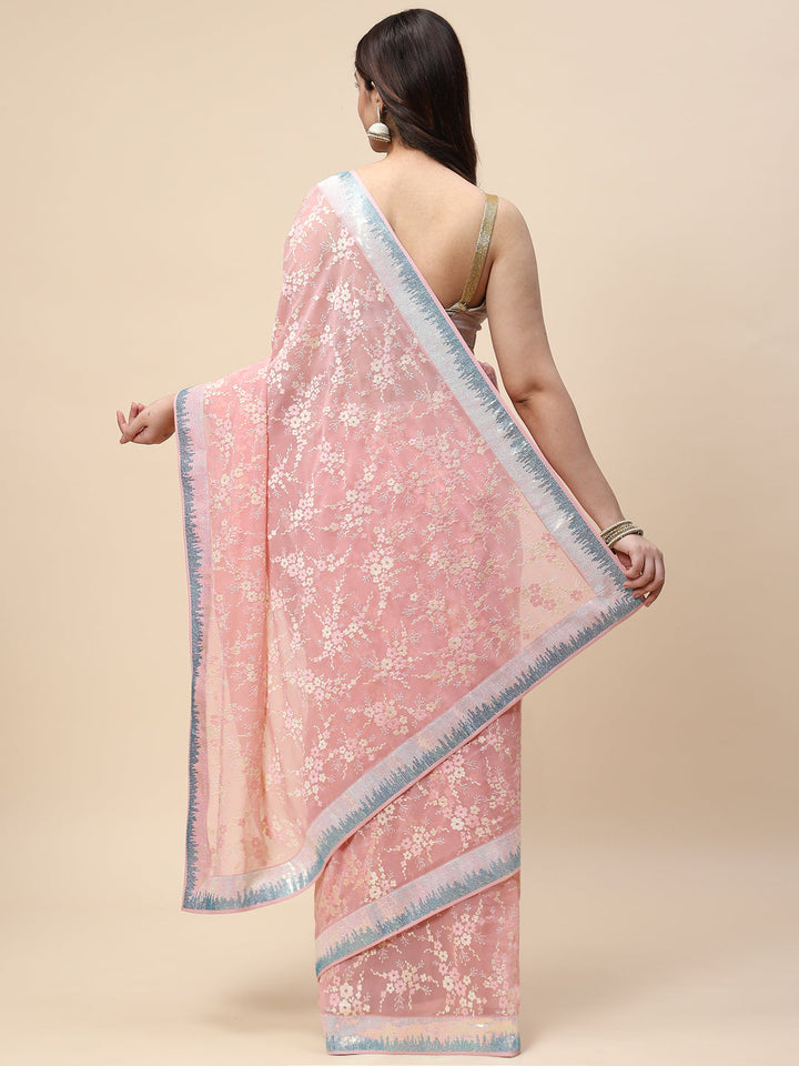 Resham Jaal Embroidered Georgette Saree