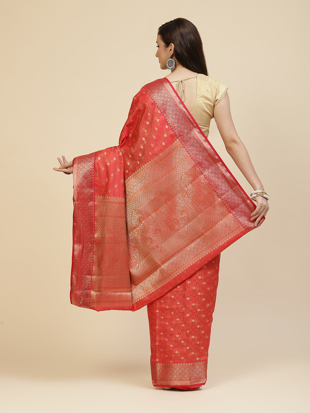 Zari Border Booti Linen Woven Saree