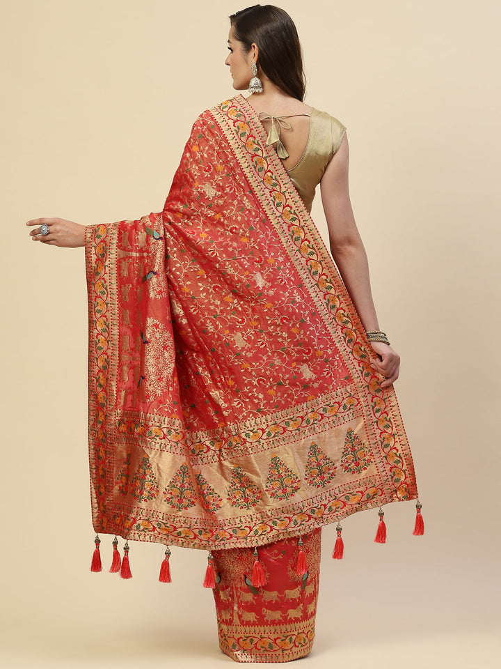 Brocade Zari Jaal Handloom Woven Saree