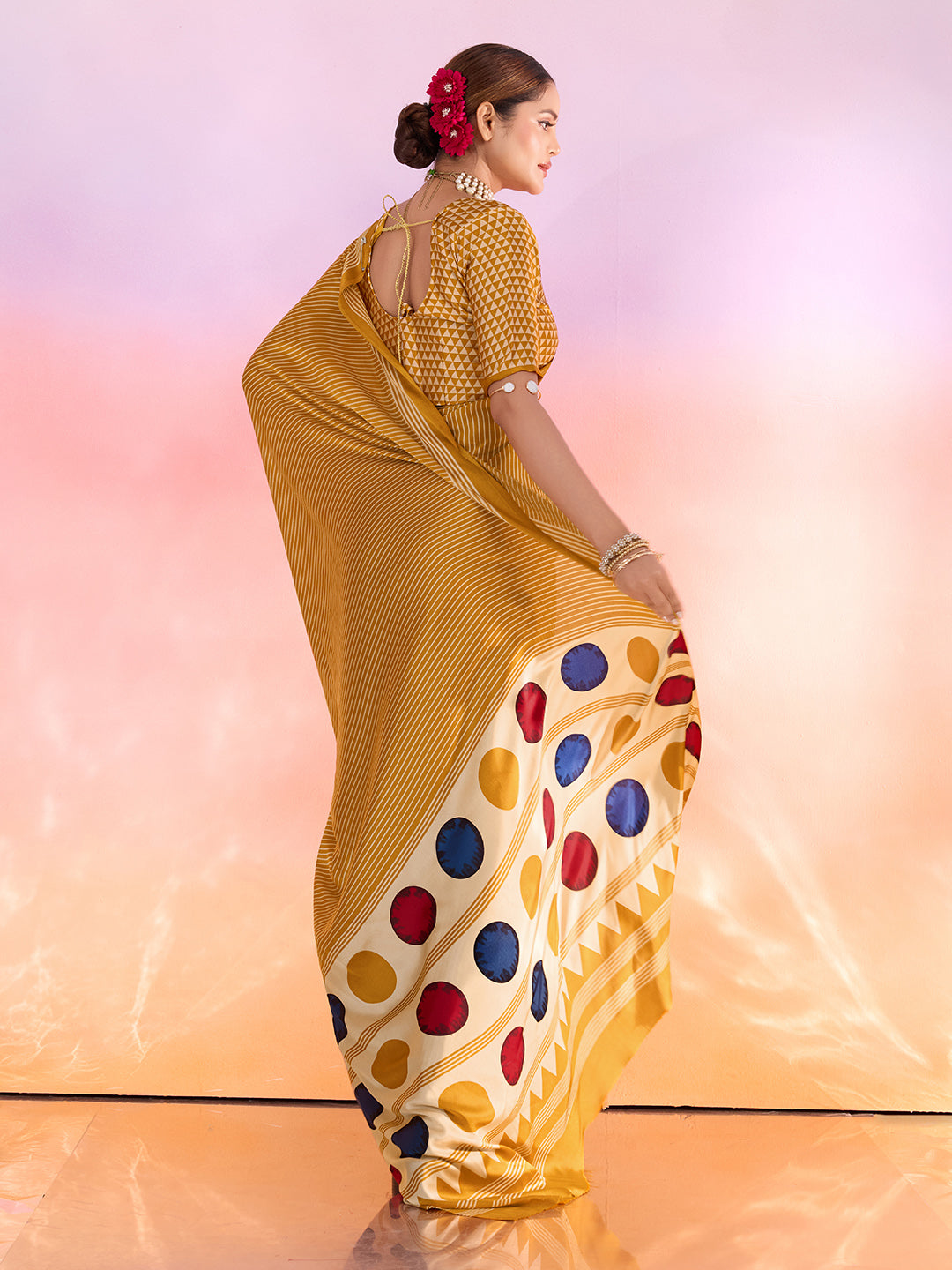 Printed Satin Saree