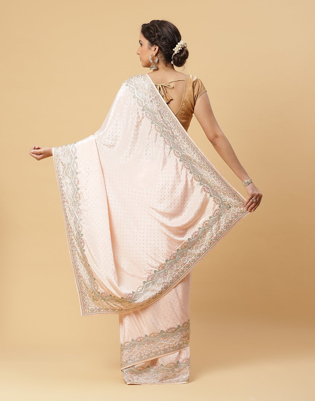 Embroidered Satin Saree