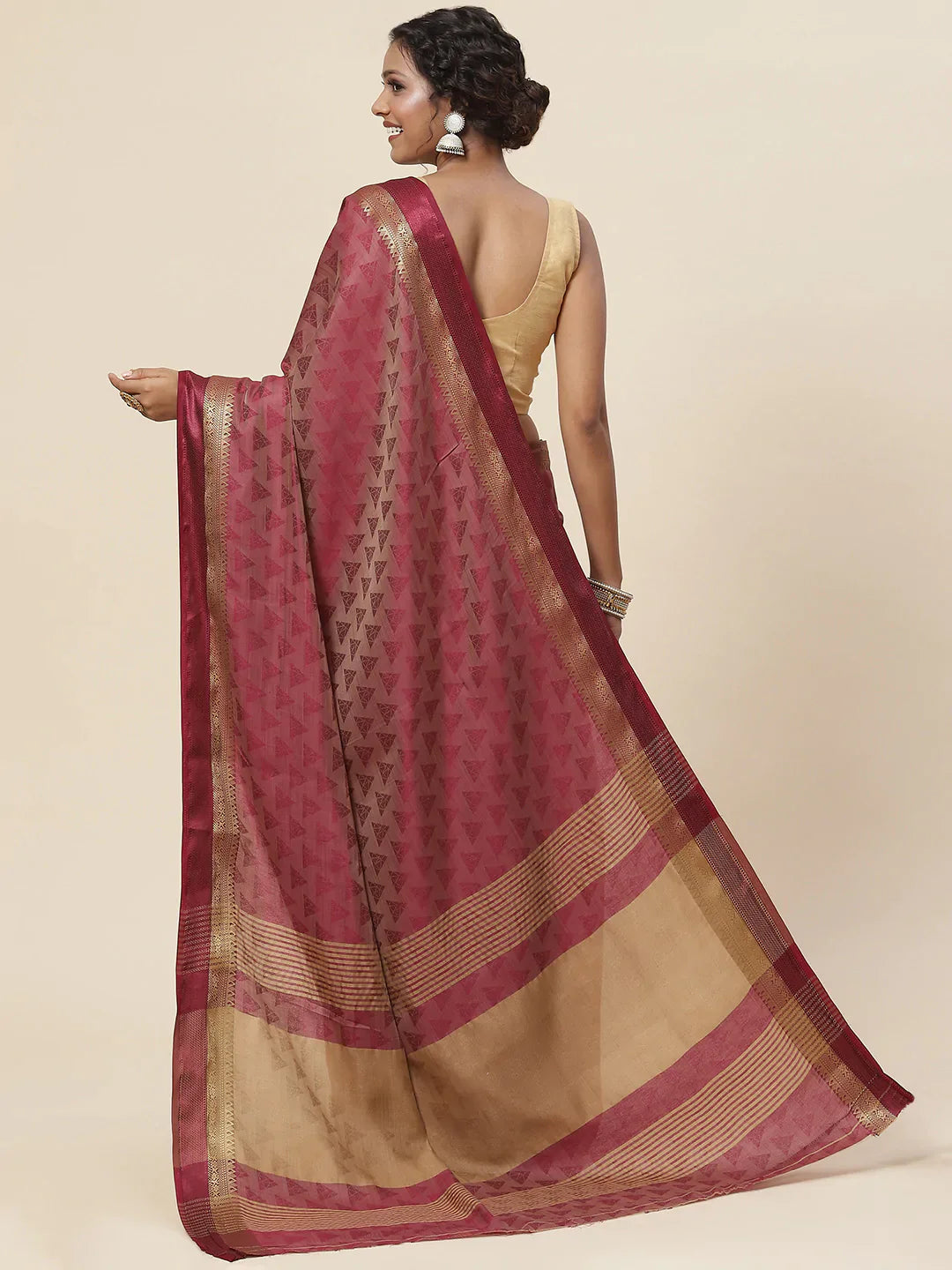 Plain Zari Border Handloom Woven Saree