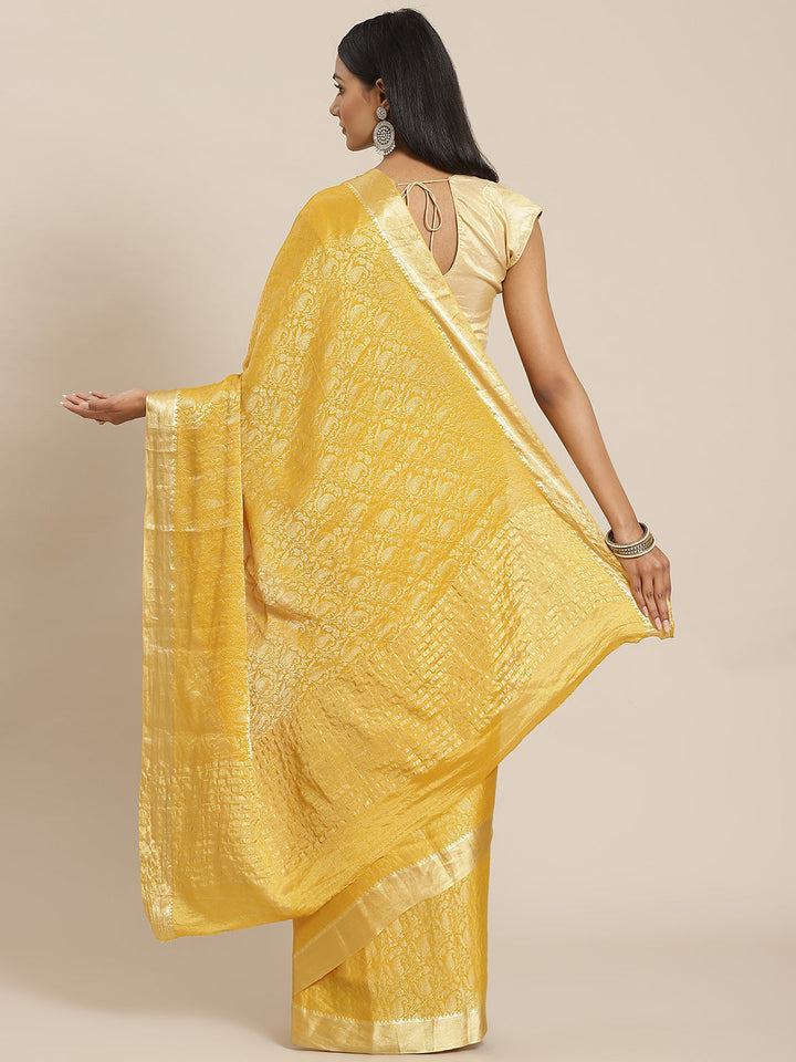Brocade Zari Border Georgette Plain Saree