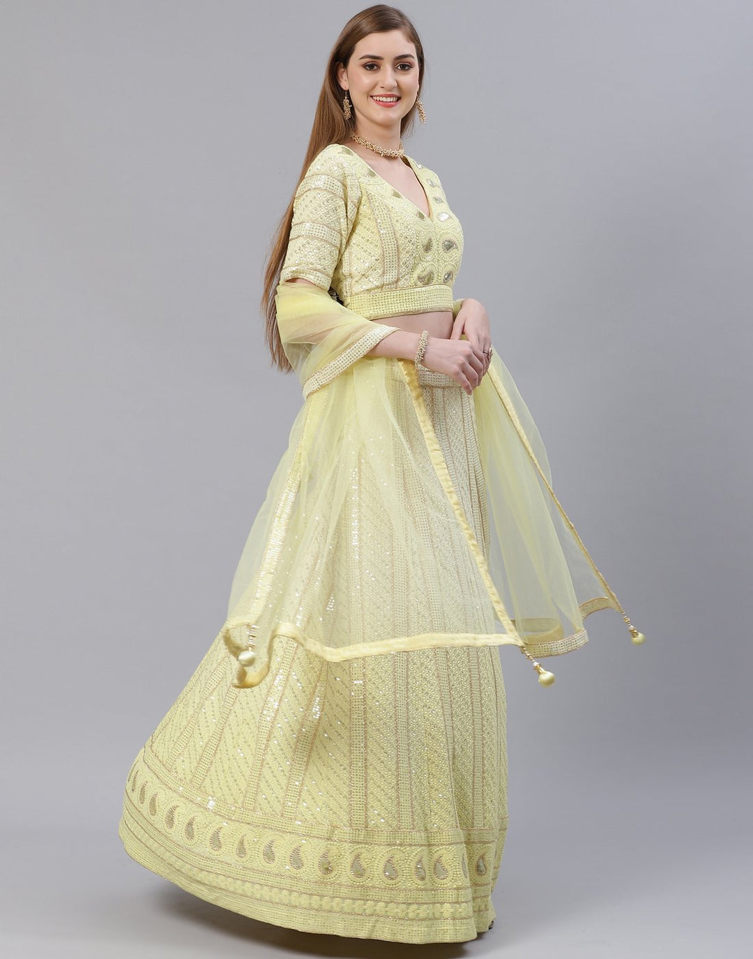 Georgette Lakhnavi Lehenga Choli with Thread Work