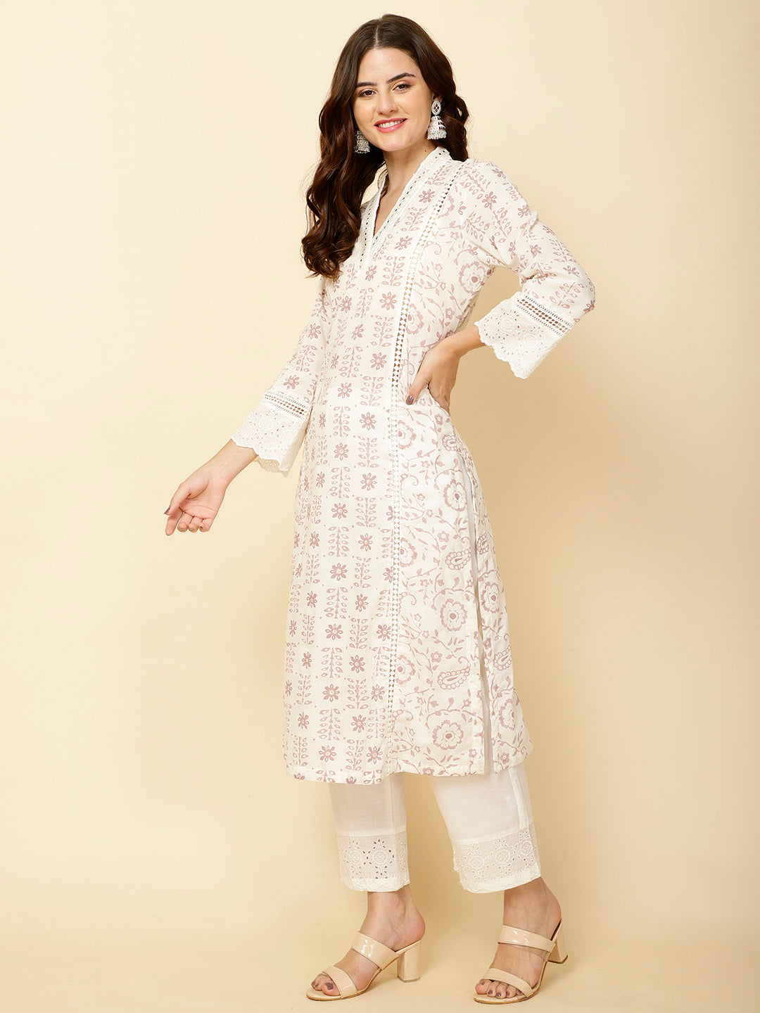 Printed Cotton Kurta With Pants