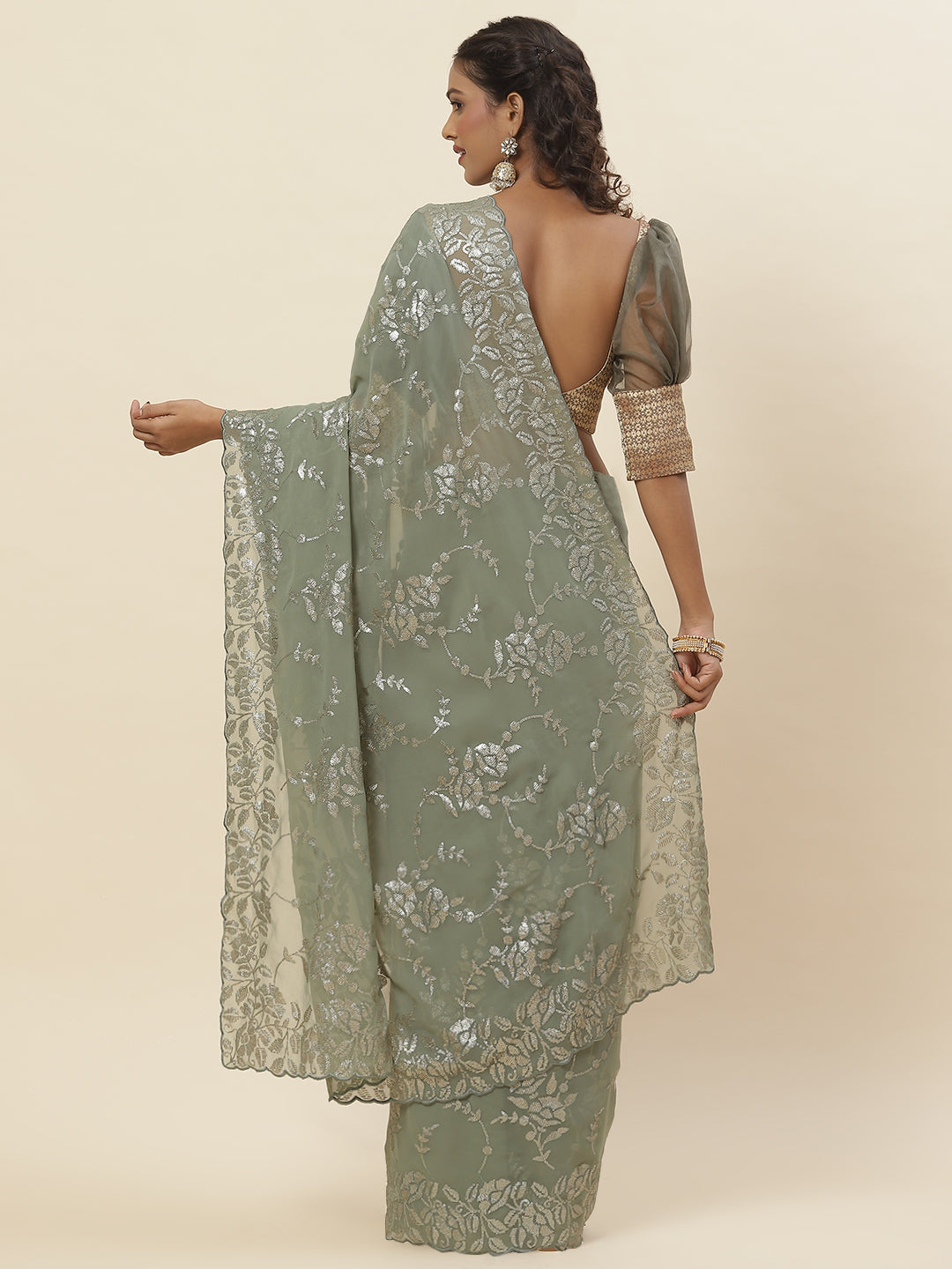 Sequence Embroidered Georgette Saree