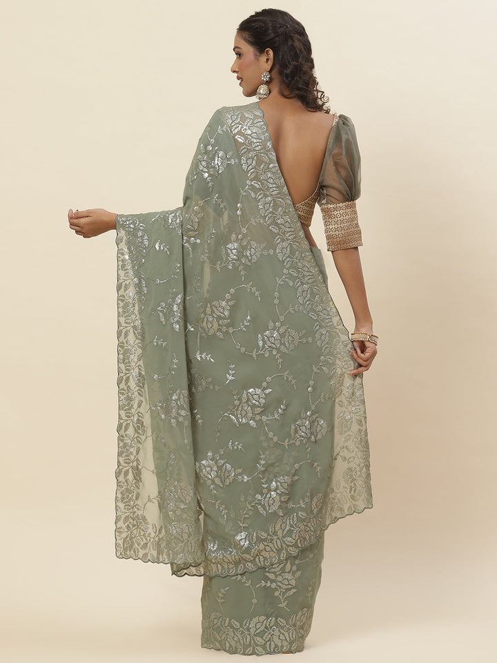 Sequence Embroidered Georgette Saree