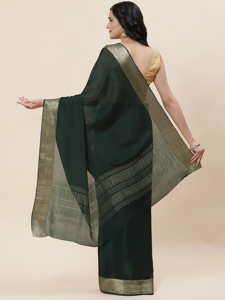 Zari Border Plain Crepe Saree