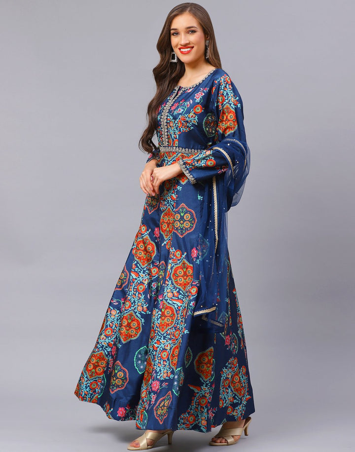 Navy Blue Anarkali Salwar Kameez Stitched Suit