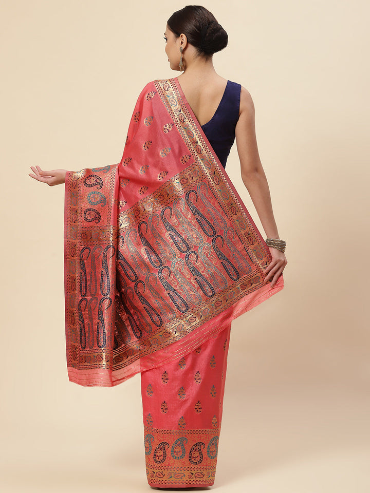 Zari Border Booti Handloom Woven Saree