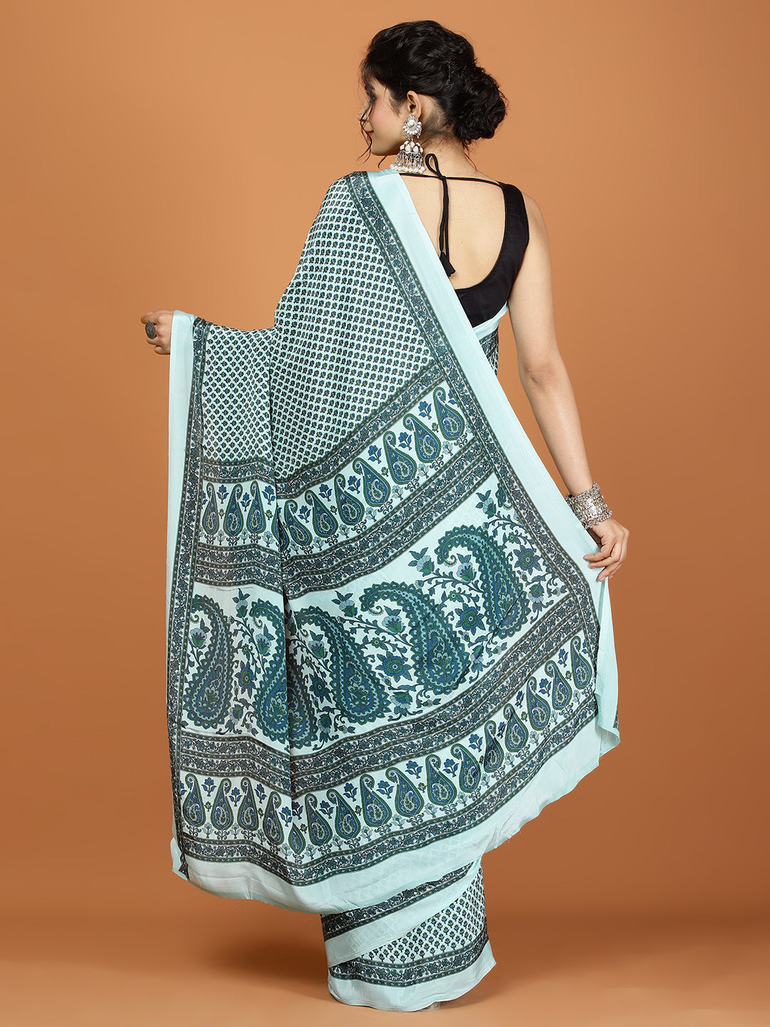 Digital Printed Crepe Woven Saree