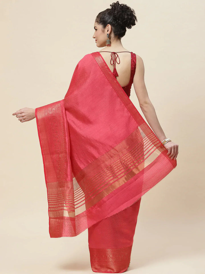Zari Border Booti Handloom Woven Saree