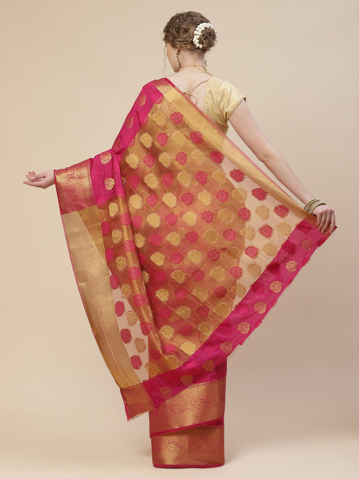 Zari Border Booti Art Handloom Woven Saree