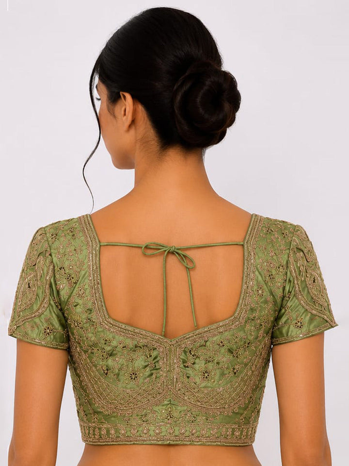 Premium Pista-Green Embroidery Viscose Blouse Piece