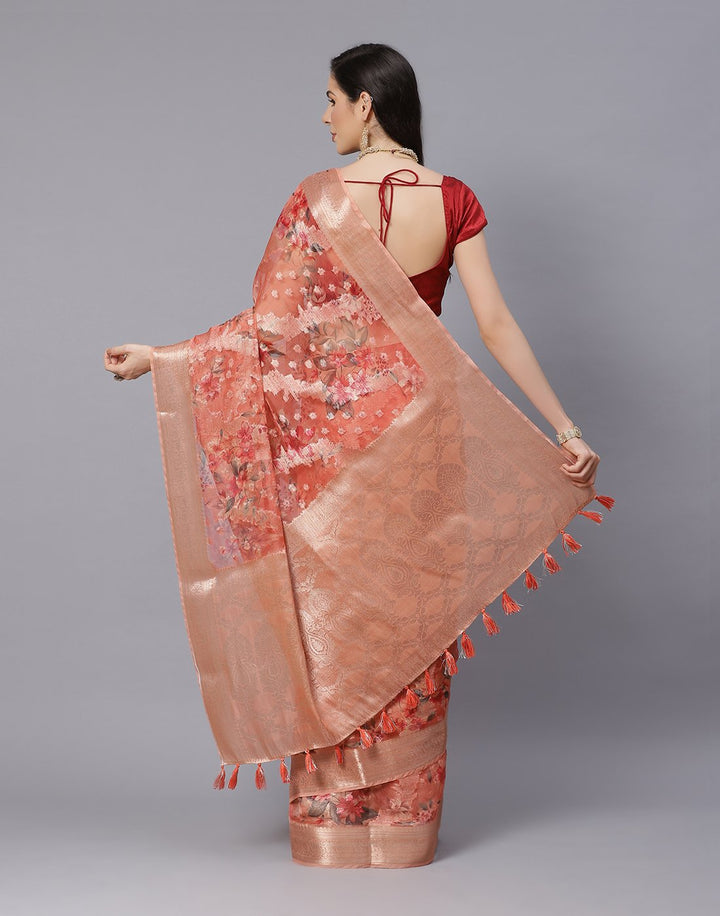Digital Floral Printed Organza Saree