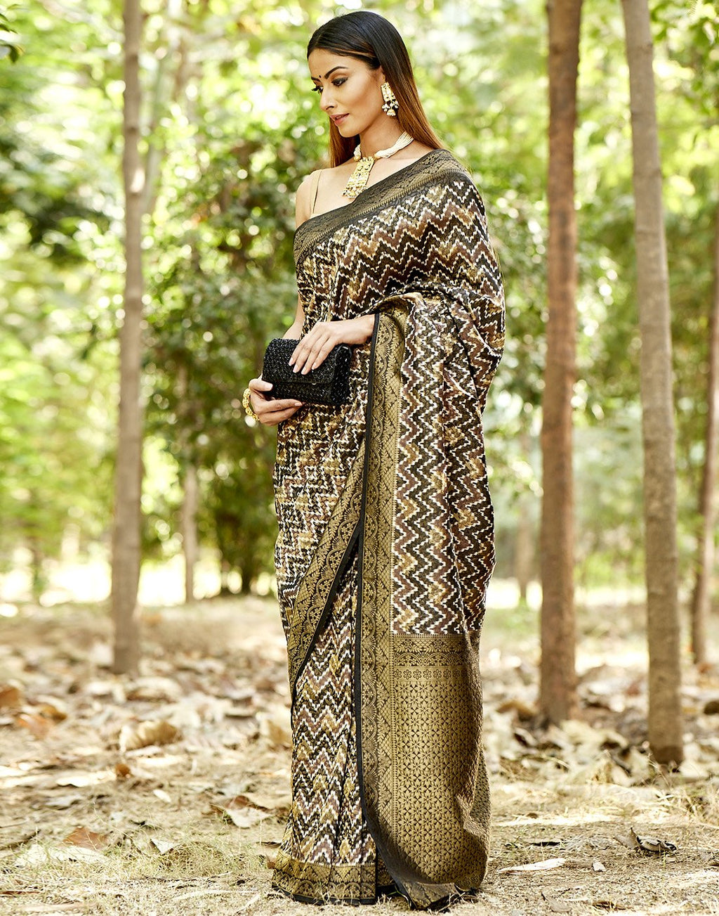 MBZ Meena Bazaar-Printed Art HAndloom Saree