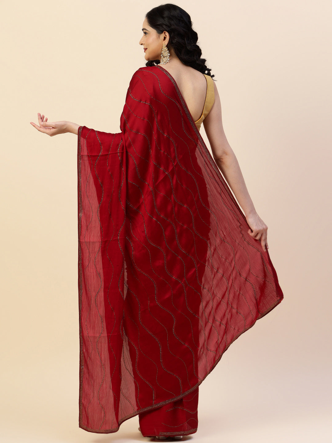Swarovski Jaal Embroidered Chiffon Saree