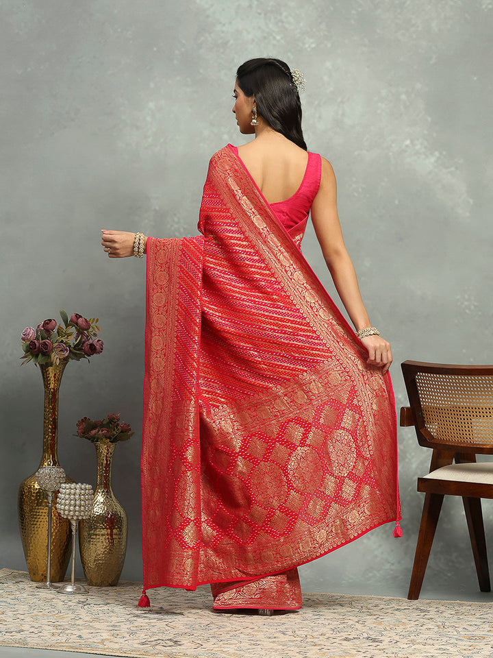 Bandhani Woven Design Georgette Saree