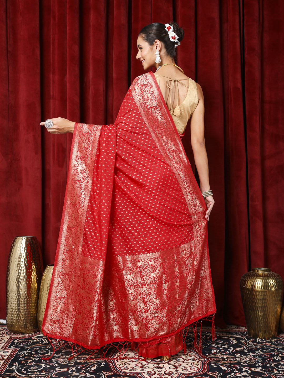 Zaari Jaal Crepe Saree