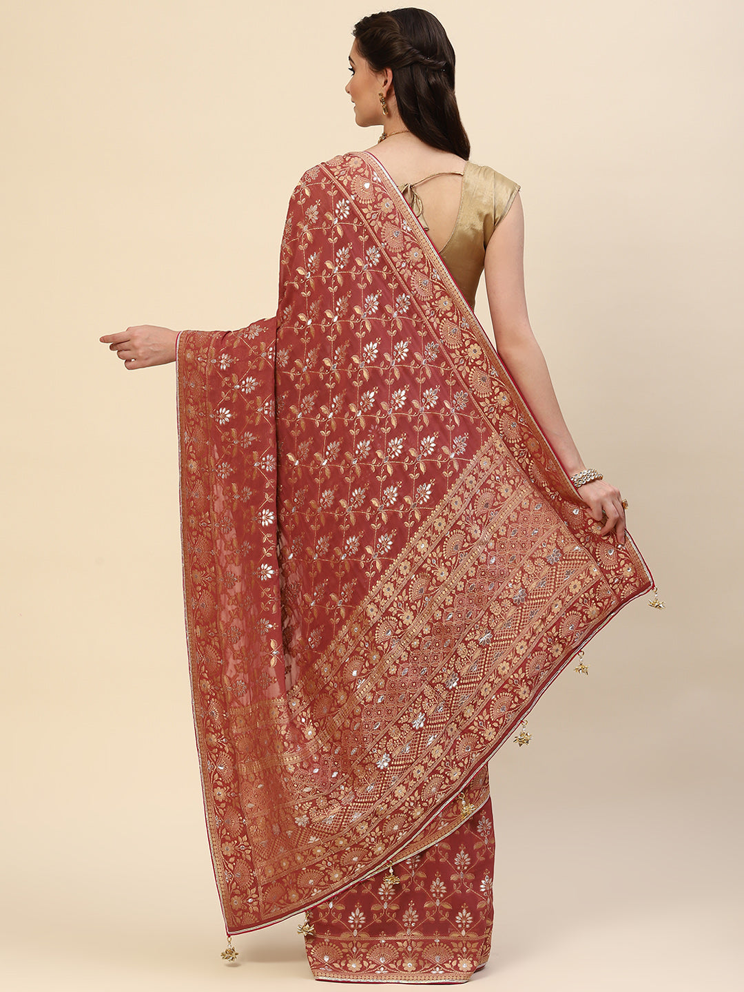 Banarasi Jaal Georgette Plain Saree