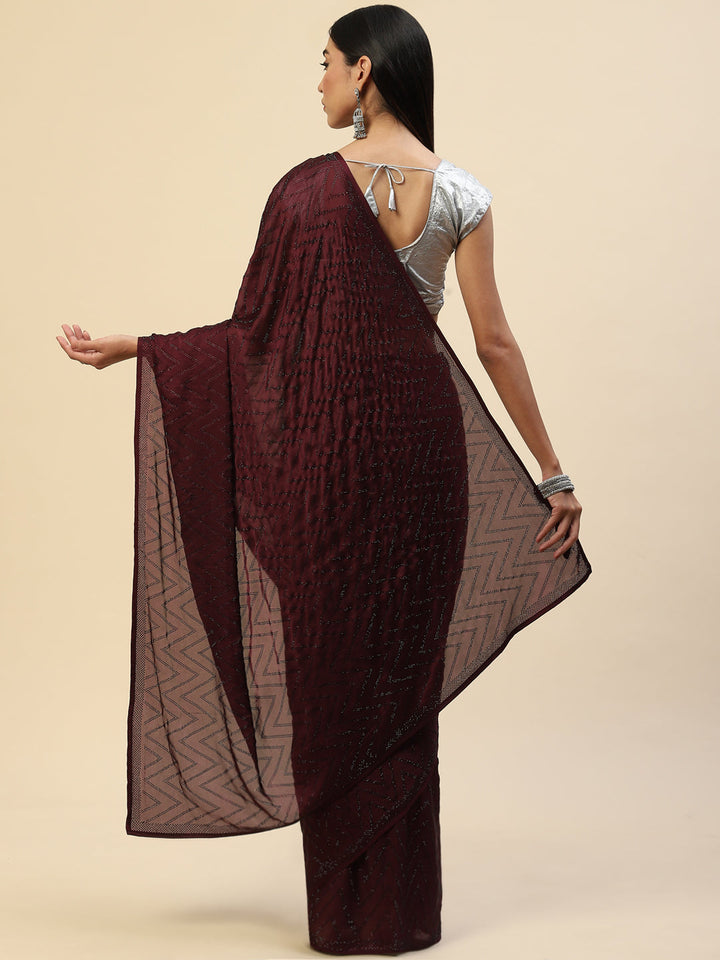 Swarovski Jaal Embroidered Satin Saree
