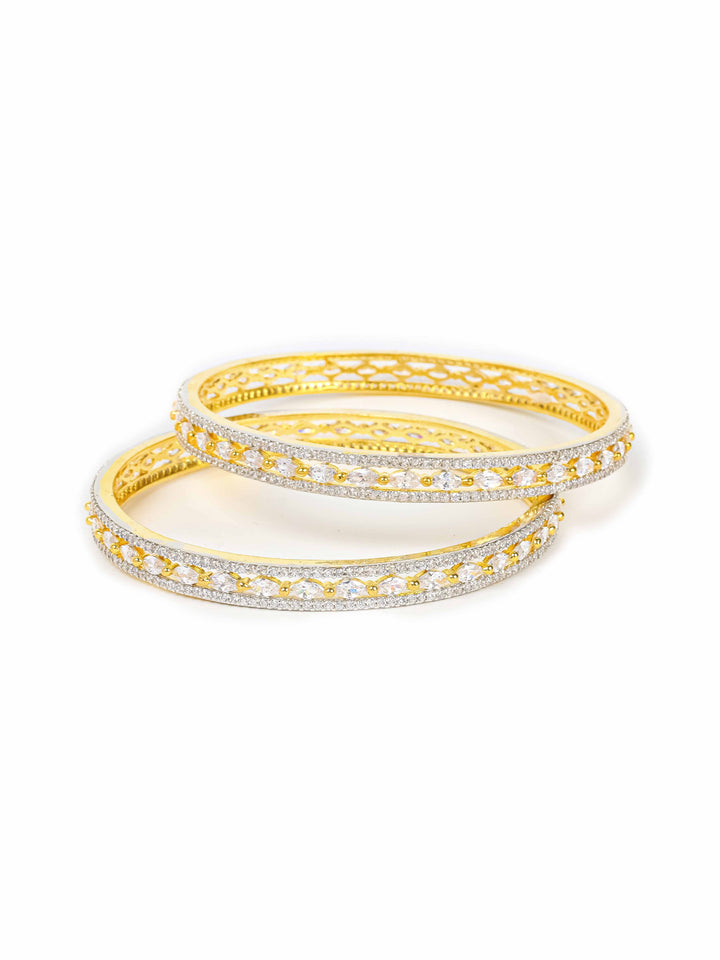 Gold &amp; White AD Bangles Set