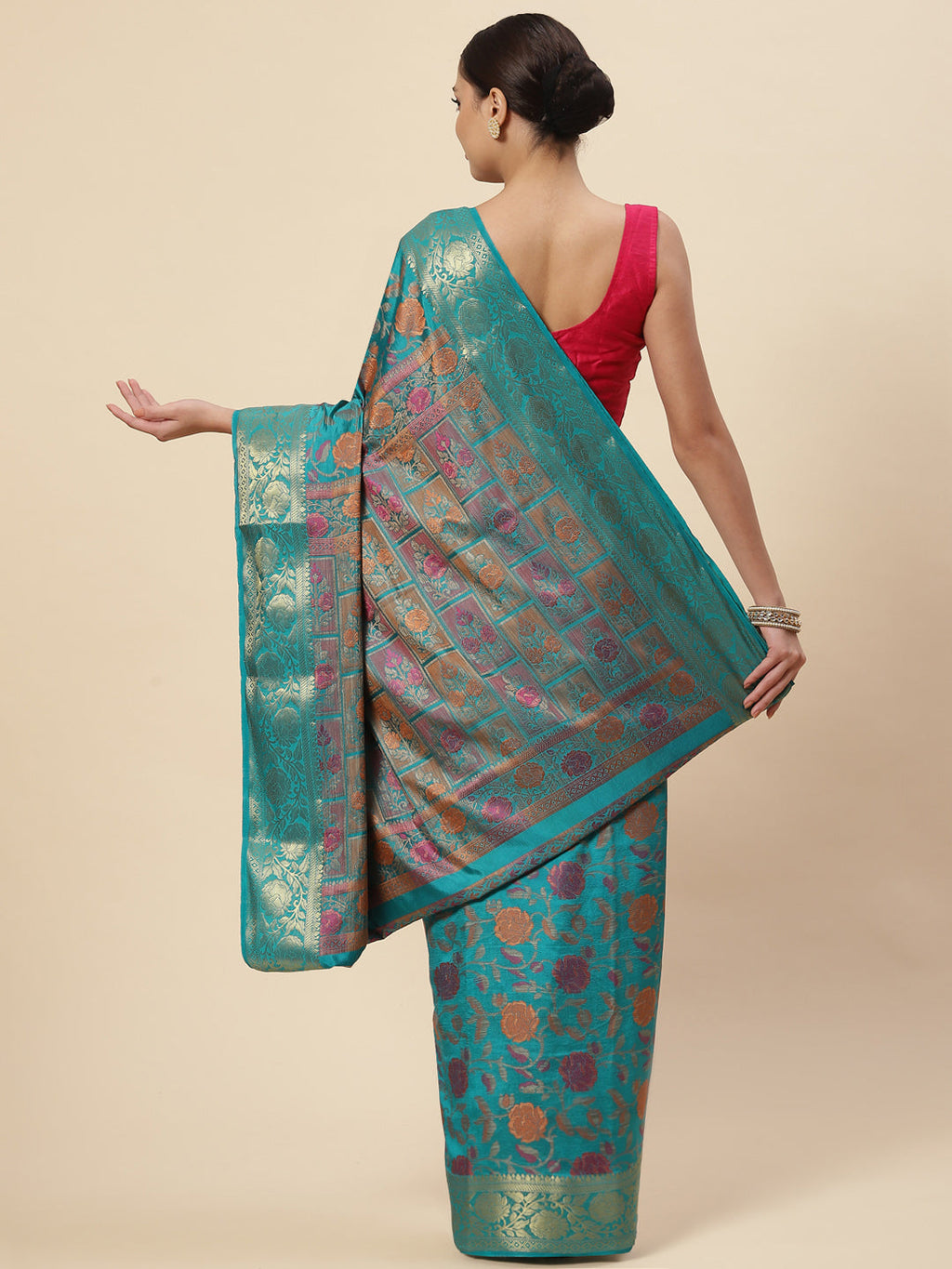 Floral Zari Jaal Handloom Woven Saree
