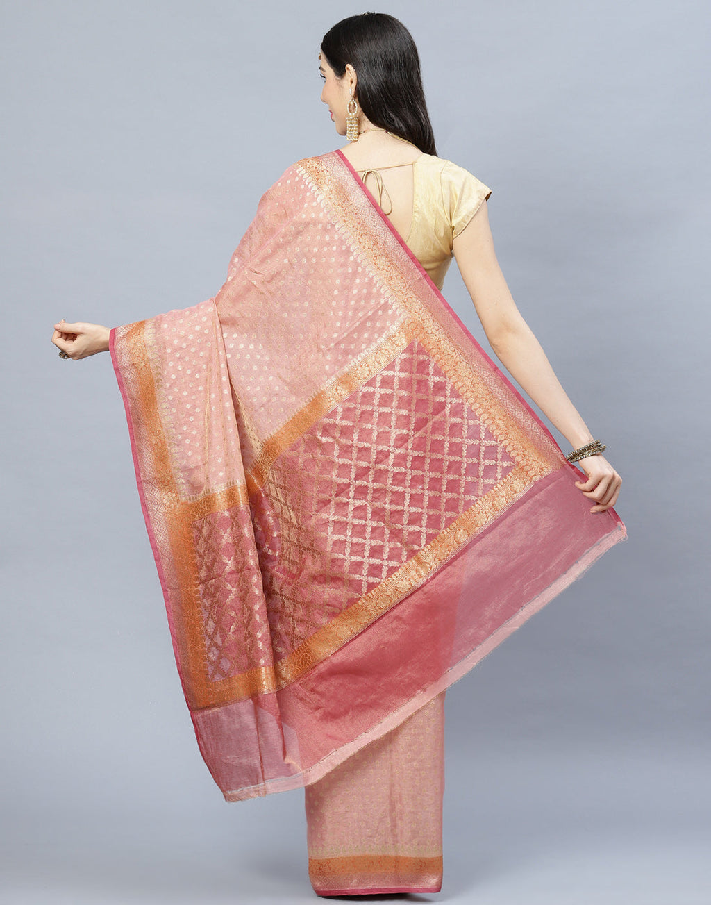 Zari Border Booti Cotton Woven Saree