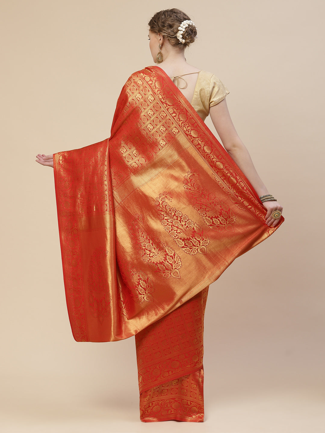 Brocade Zari Jaal Art Handloom Woven Saree