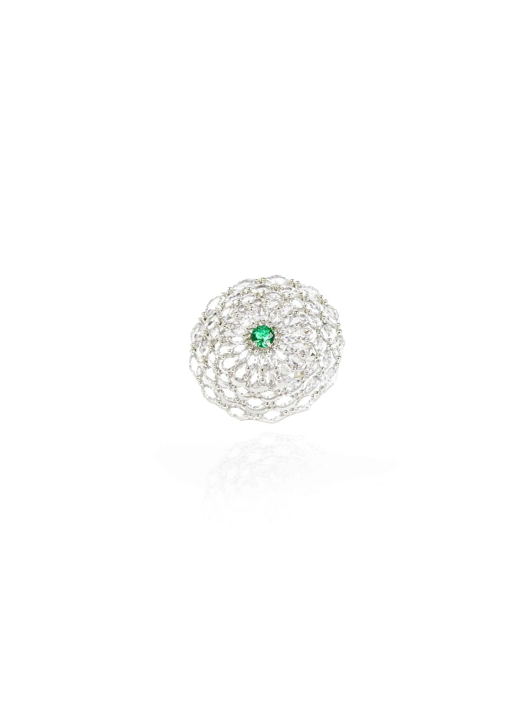 Silver Toned AD Stone Ring