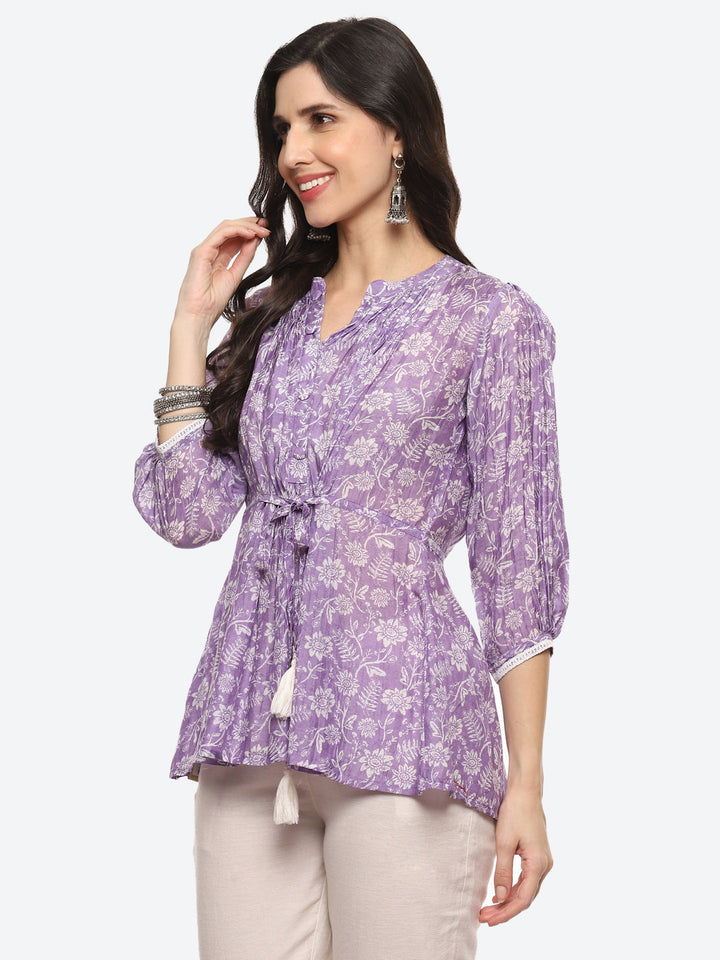Floral Printed Muslin Kurti
