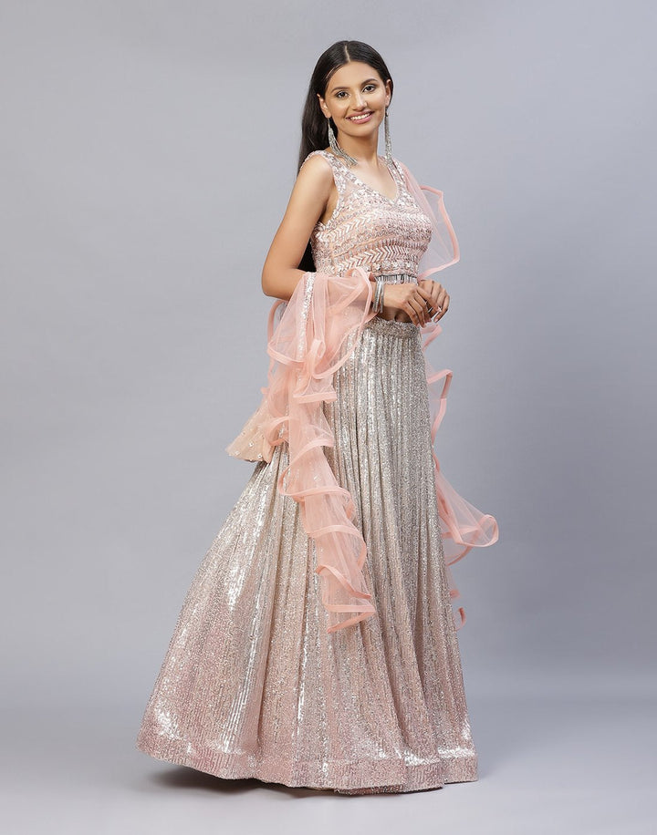 LYCRA SEQUENCE LEHANGA WITH NET TWIRL DUPATTA