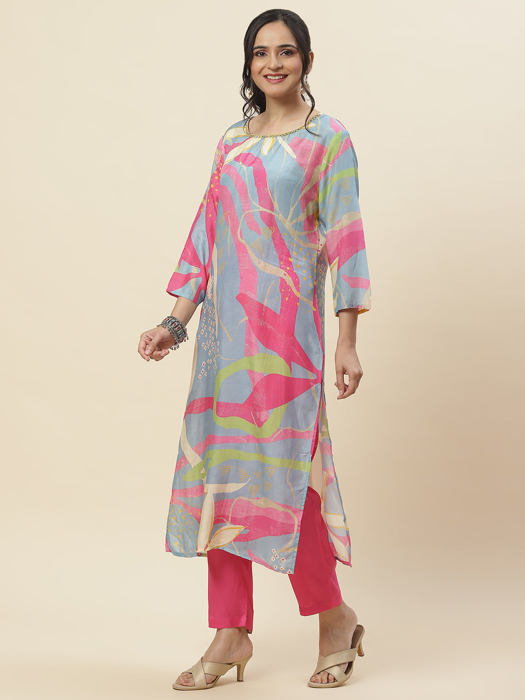 Printed Muslin Kurta With Pants