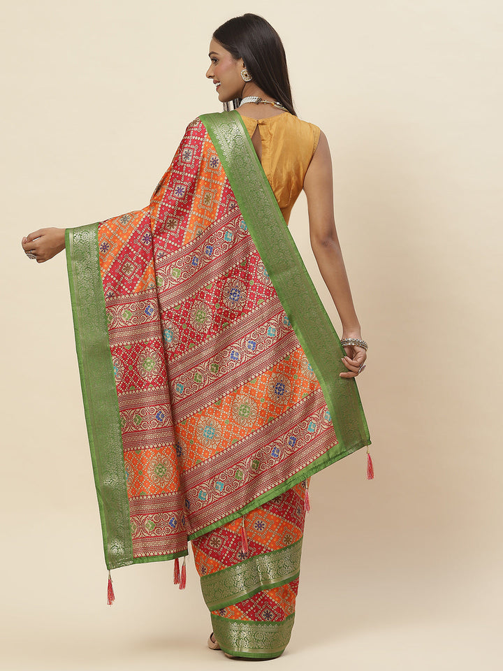 Zari Border Printed Handloom Saree