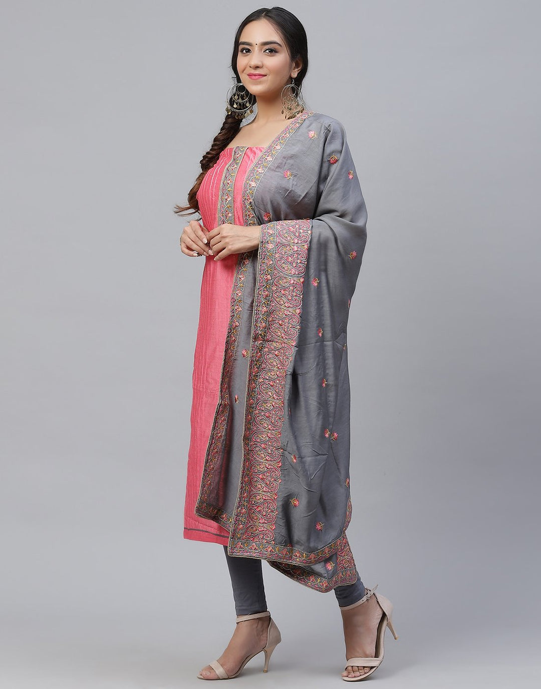 Chanderi Embroidered Suit Piece