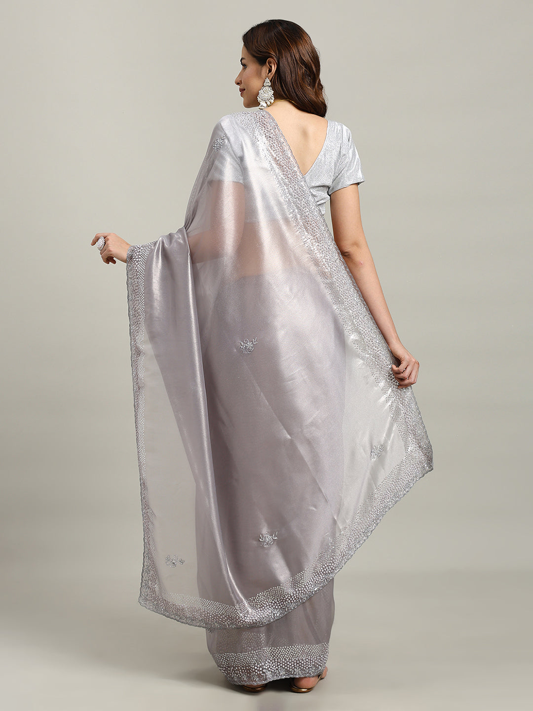 Sequence Embroidery Tissue Saree