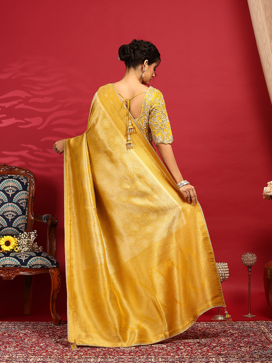 Embroidered Dola Silk Saree